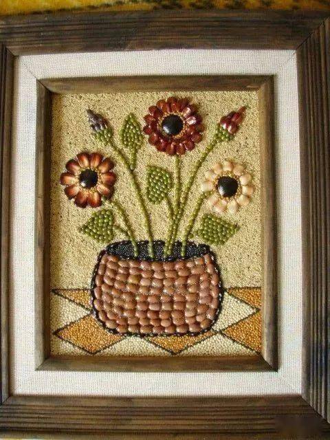 创意美术种子画一颗一粒想法多种子画中乐趣多