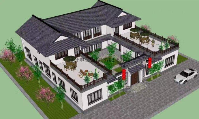 21x21二层仿古四合院建筑施工设计图_房屋设计图 二层