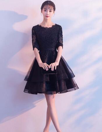 新品佐伐晚会小礼服春短款2021新款黑色高贵名媛显瘦派对聚会晚礼服