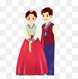 卡通韩国传统服装插图