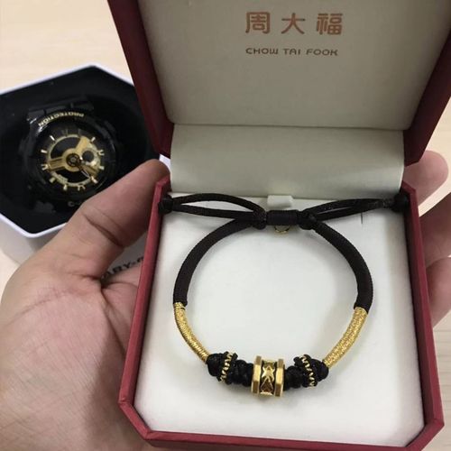男士手链转运珠周大福香港足金编织手绳招财本命年金木水火土 - 兜兜