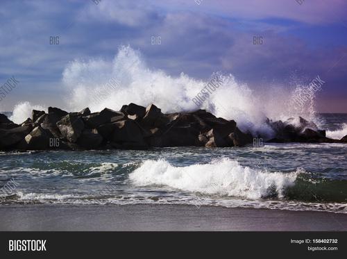 stormy ocean waves beautiful seascape big powerful tide in