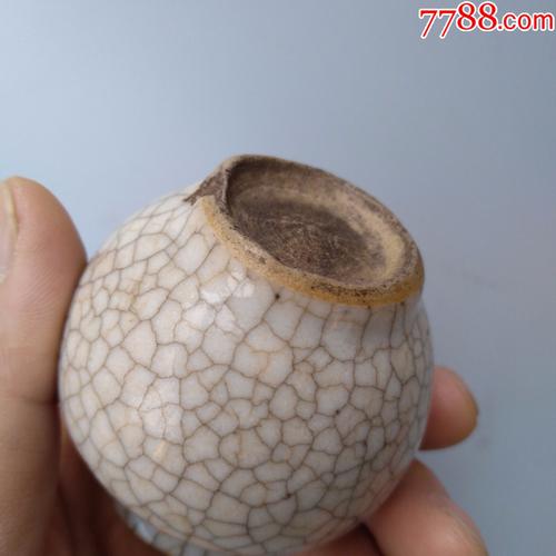 大本堂真品老瓷清代乾隆哥釉哥窑文房石榴尊民间旧瓷老物件包老