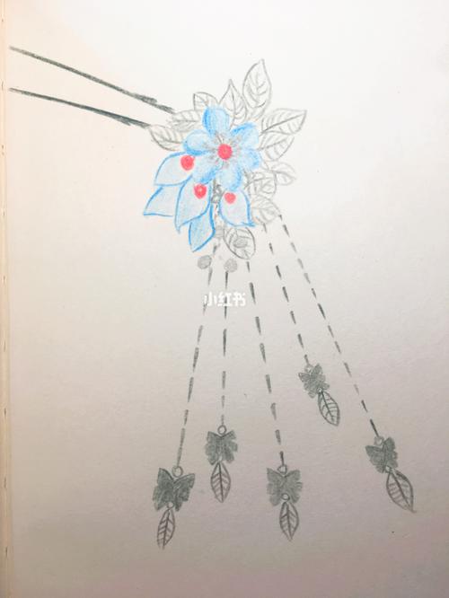 古风饰品 簪子 吊坠 手绘_古风_吊坠_手绘_饰品_简笔画_彩铅_简笔画