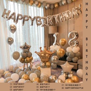 生日气球布置男孩女孩朋友成人情侣ins网红派对房间酒店装饰背景虎雀