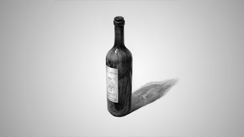 静物单体:红酒瓶的塑造与表现