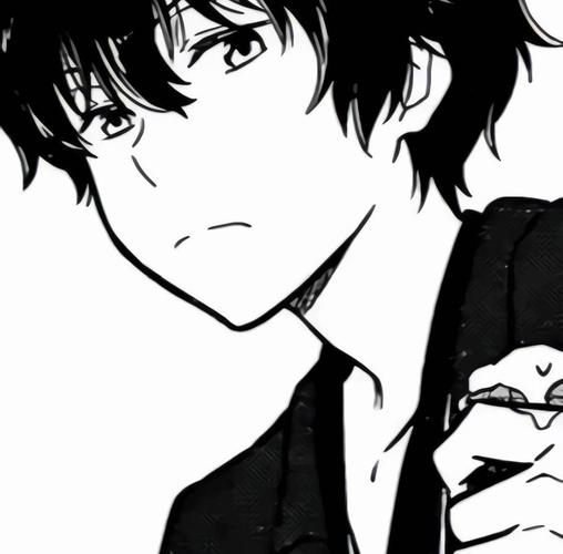 动漫头像:黑白日系动漫男头