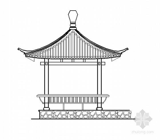中式古典亭亭子施工图四角亭 四角亭节点大样图,包括平面图,立面图