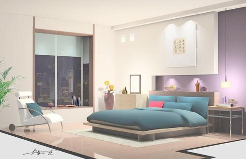 卧室忌用圆形物体布置,即使是盘景.镜子,化妆桌椅等也尽量用方形.