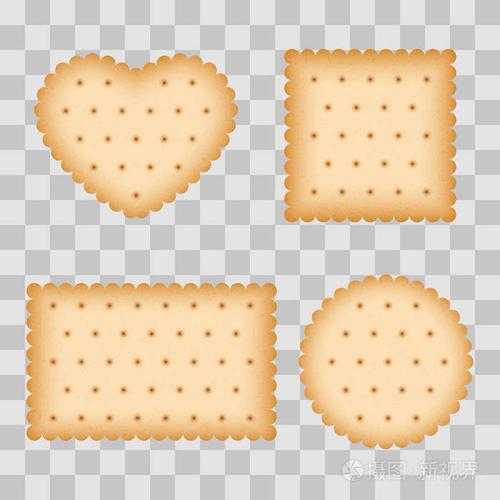 卡通饼干, 吃糕点, 早餐饼干在透明的背景下隔离.矢量