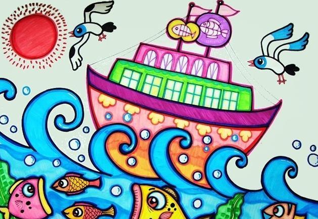 儿童画船的图片大全