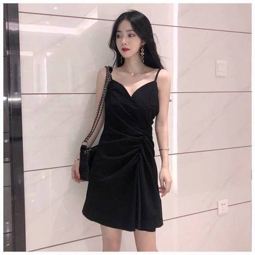 2021吊带连衣裙修身显瘦性感v领露背裙名媛气质小礼服