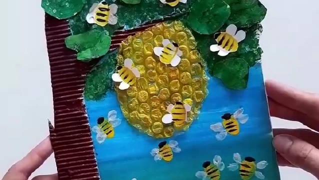 亲子手工系列——蜜蜂手工画