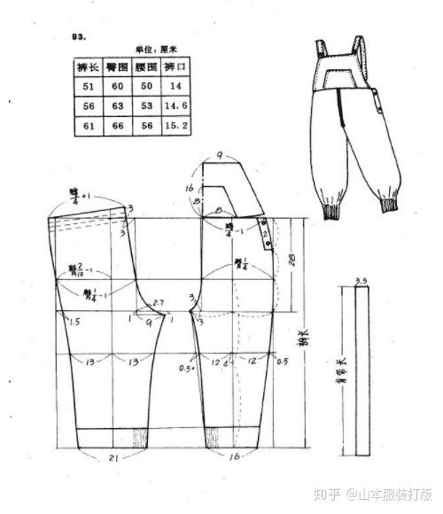 童装打版-连体背带裤裁剪制图