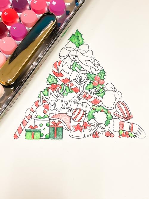 圣诞简笔画 彩铅上色 附过程图 圣诞树 装饰_简笔画_彩铅_圣诞树_上色