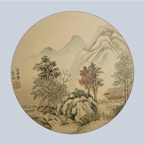 国画圆形小品山水画喜欢的收藏