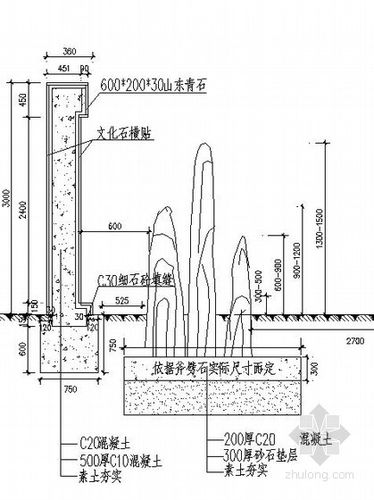 [图块/节点]中式仿古景墙施工大样