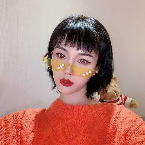 眼镜贺峻霖同款马赛克墨镜嘻哈韩版抖音网红蹦迪太阳眼镜