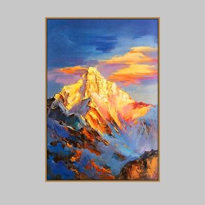 山油画风景手工日照金山玄关s过道招财风水装 饰画挂壁 纯手绘欧式