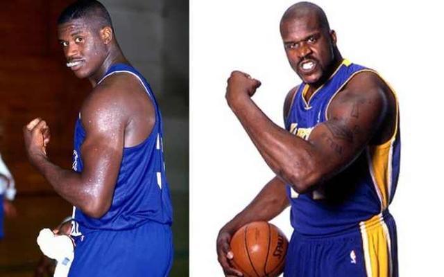 下面这张图左侧的是奥尼尔1993年参加魔术训练营时的样子,右侧是