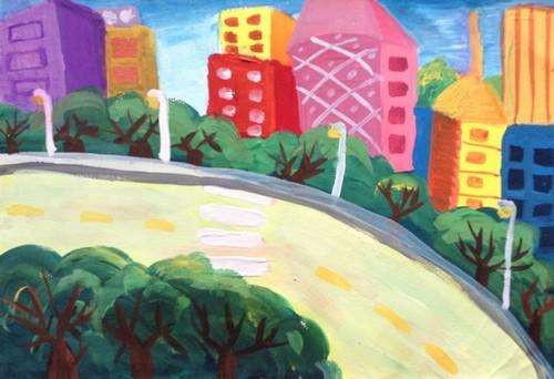 特别金奖趣味水墨画-《秋天真美丽》-斯博鲁儿童画