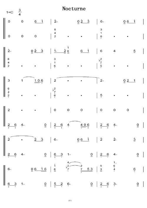 nocture(神秘园乐队) 初学者c调简易版 钢琴双手简谱