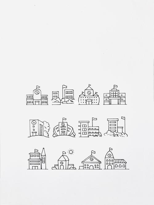 【简笔画】学校93_简笔画_建筑_手帐_插画_寒假去哪