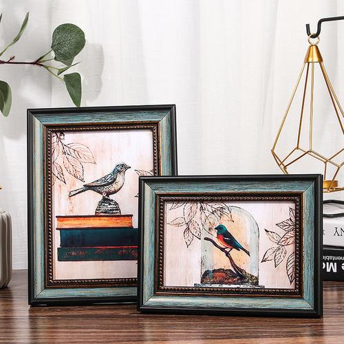 创意相框摆台a4北欧洗照片冲印儿童挂墙画框深蓝色8寸横竖可摆挂墙请