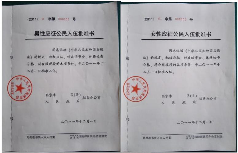 《入伍批准书》示例