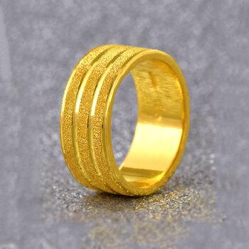 宝创黄金戒指男999足金新款磨砂亮面大气时尚霸气指环大码宽面老板戒