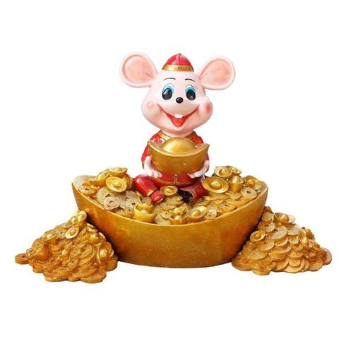 购客2020新年卡通大米老鼠摆件户外玻璃钢春节吉祥物雕塑商场鼠年装