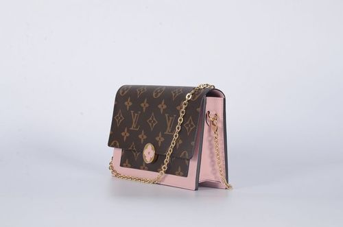 louis vuitton/路易威登 女包flore老花帆布女士单肩斜挎链条钱包钱夹
