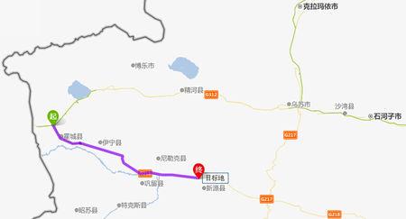 则克台镇  镇西头 如图 终点位置就是目的地国道218线231公里 800米