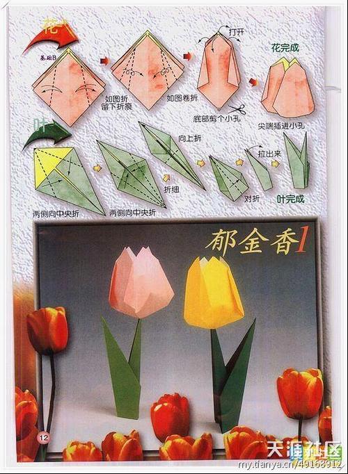 各种植物花的折纸方法,折纸教程,折纸大全, 折纸技巧技法