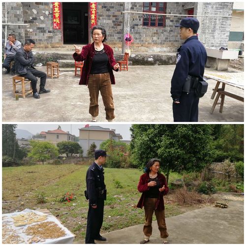 23日杨梓派出所民警在椿树村处理兄弟间土地纠纷引起的弟嫂间打架案件