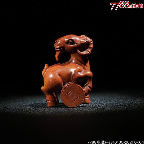 旧藏黄杨木精工雕刻十二生肖之未羊(手把件)_木雕摆件_小森杂货屋