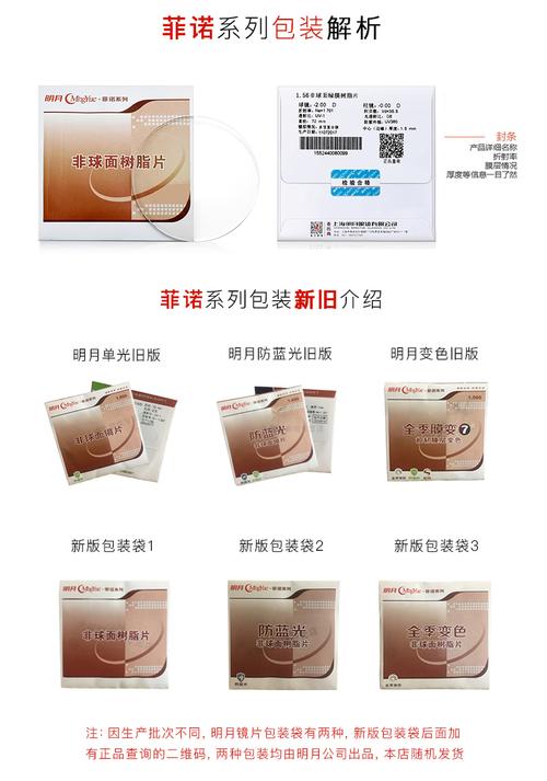 明月镜片1.561.711.671.74防蓝光变色非球面超薄菲诺配近视眼镜片
