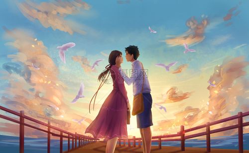 情人节浪漫约会手绘