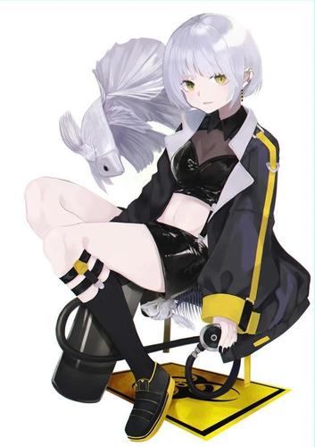 画师推荐:尾上廉,白发赤瞳的少女