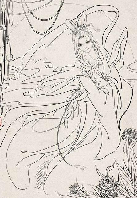 嫦娥的简笔画彩色