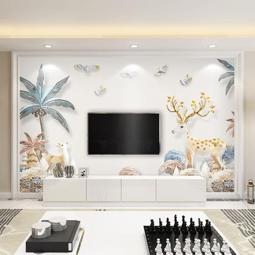北欧电视墙背景墙新款壁纸装饰3d客厅现代网红立体影视墙布8d壁画cv