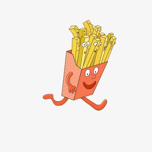 有趣的薯条卡通形象插画设计艺术