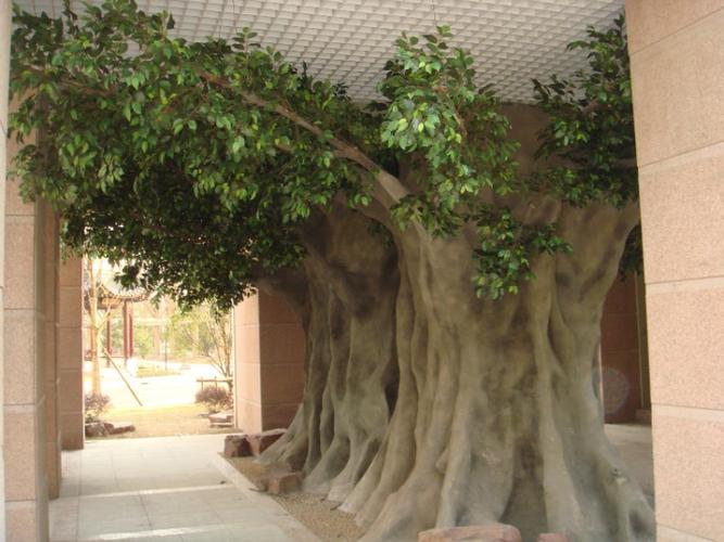 假树瀑布溶洞古树大门户外客厅实木树干装饰摆件