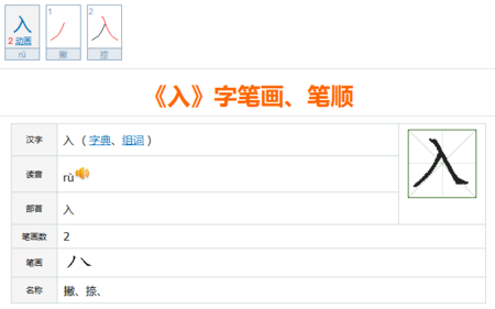 入字在田字格正确写法