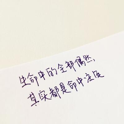 生命中的全部偶然其实都是命中注定