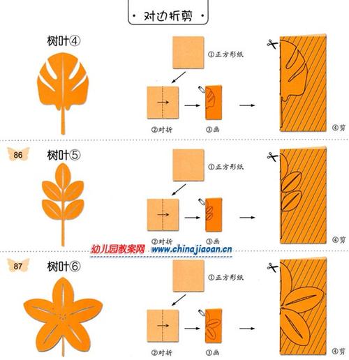 怎样剪漂亮的树叶_幼儿学剪纸图解教程2_幼儿园手工