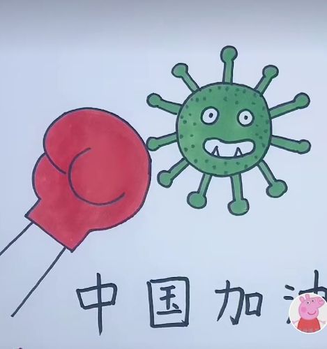战疫情,"童"心协力,一起战胜病毒怪兽,小朋友们用绘画的方式为中国
