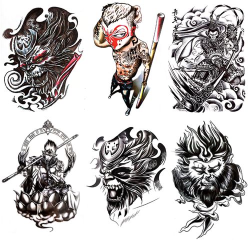 纹墨轩齐天大圣纹身贴防水男花臂刺青社会猴纹身贴防水女花臂猴头防水