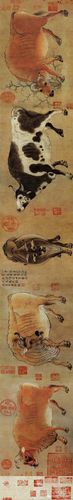 韩滉《五牛图》 ,中国十大传世名画,是少数几件唐代传世纸绢画作品