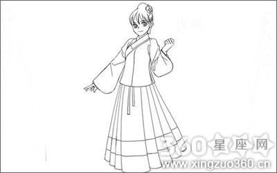 汉族站立少女简笔画